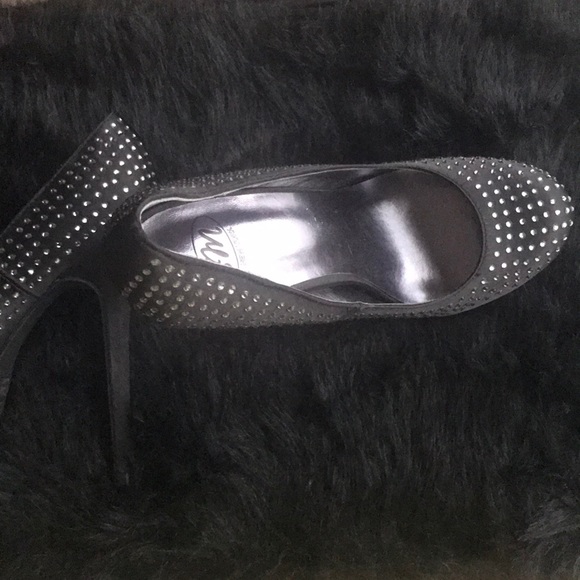 Black Studded Platform Satin Shoe - Picture 4 of 4